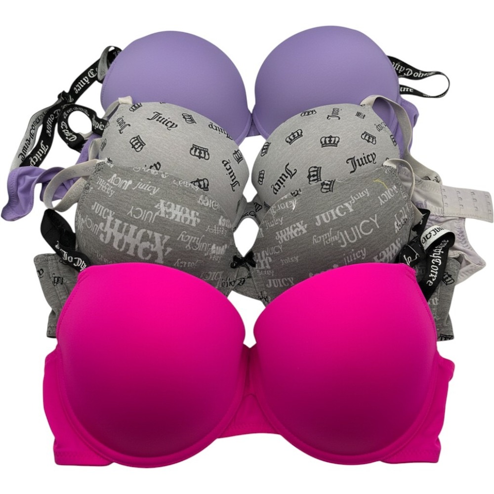 Juicy Couture Intimates 4 Pack Bra Bundle Pink Lavender Logo 40D 42D 2801-16 O7